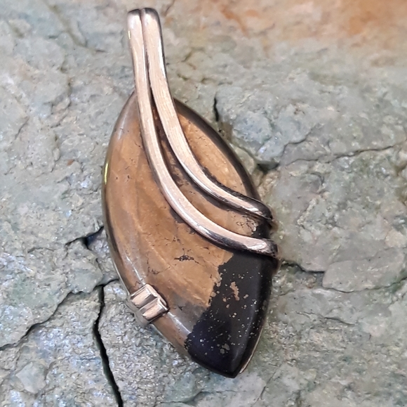 Pyrite in Magnetite Sterling Silver Pendant - Picture 5 of 6